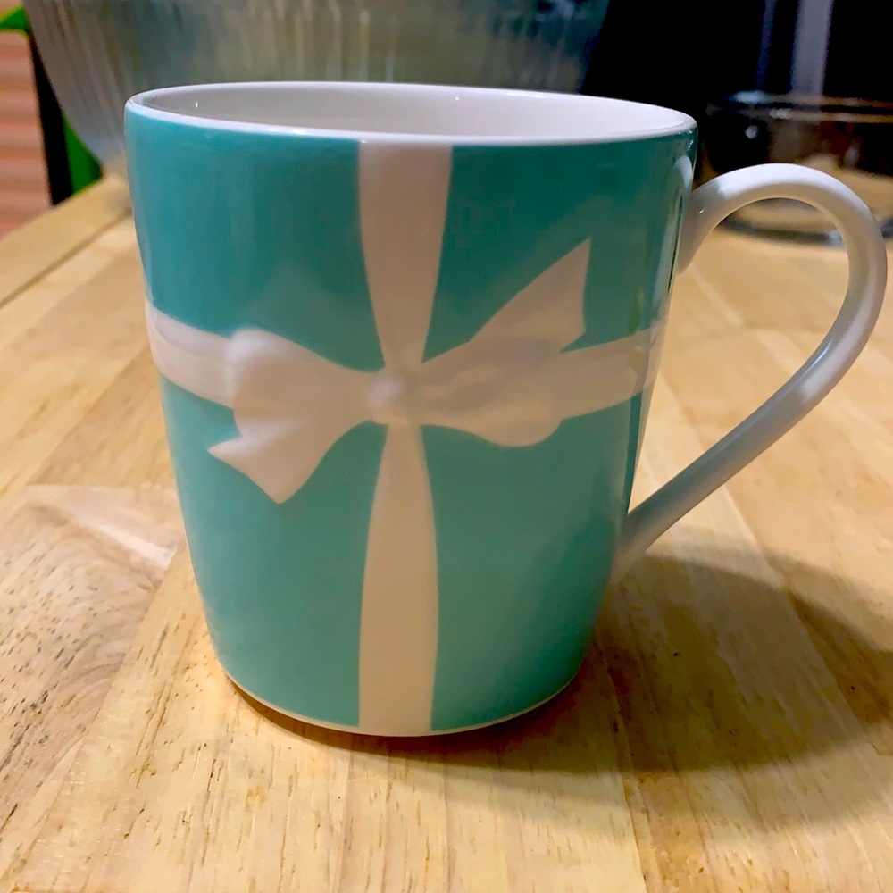 Tiffany bone china white ribbon porcelain mug